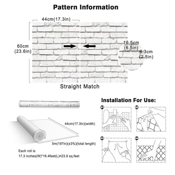 2 rolls of White Brick Pattern Wallpaper - Picture 5 of 11